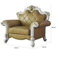 thumbnail image 4 of Leatherette Chair with Diamond Stitching and Carvings White and Beige, 4 of 4