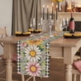 thumbnail image 2 of Table Runners 70 Inches Long Dress Scarves, Vintage Daisy Floral Farmhouse Coffee/Dining/Kitchen Table Decor, Holiday Table Runner, Spring Flowers Botanical Leaves Checkered Wooden 13x70 Inch, 2 of 9