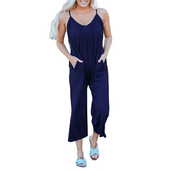 Womens Casual Jumpsuits Blue XL