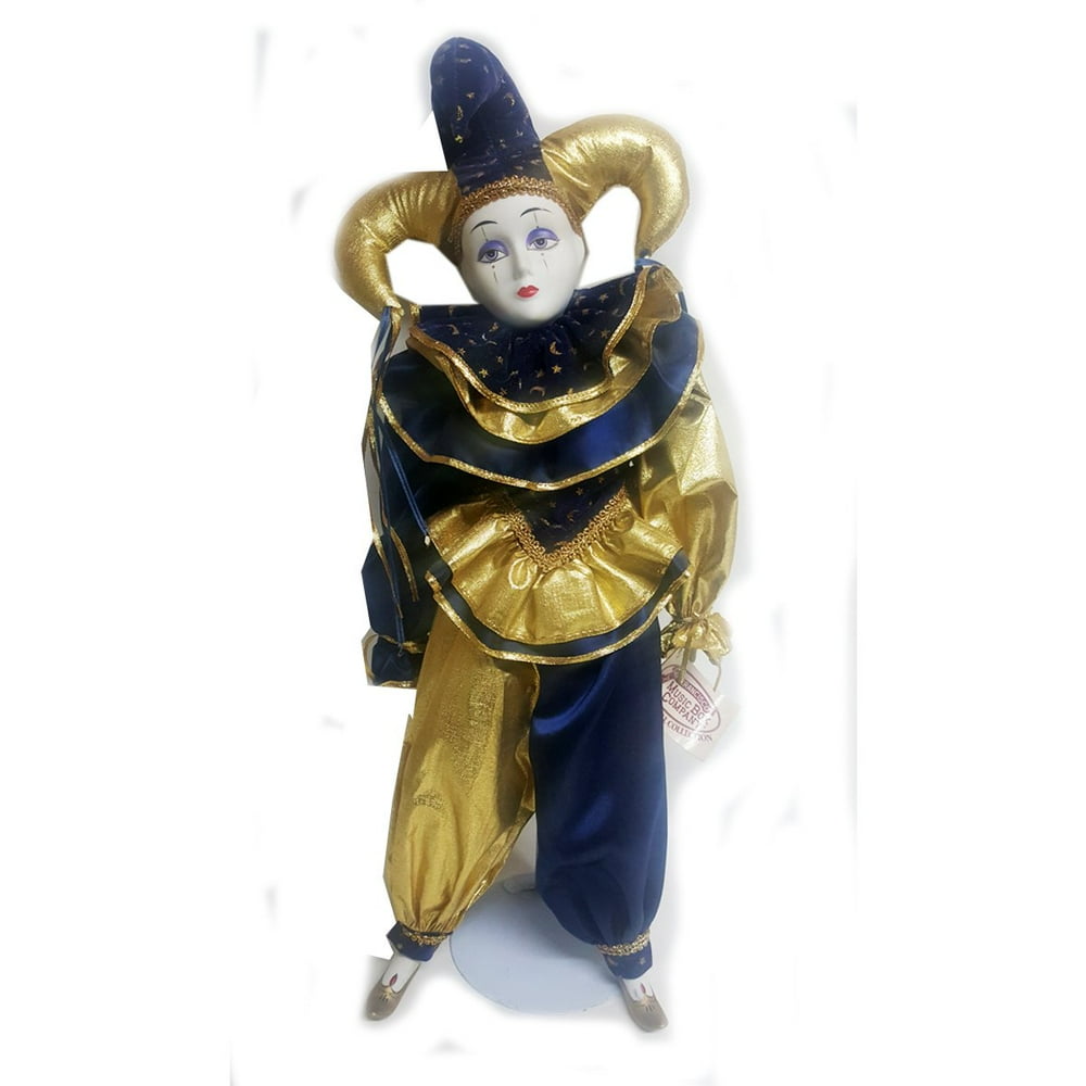 Vintage 1994 Collectible Jester Clown Musical Porcelain Doll "Plays "All I Ask of You" The San