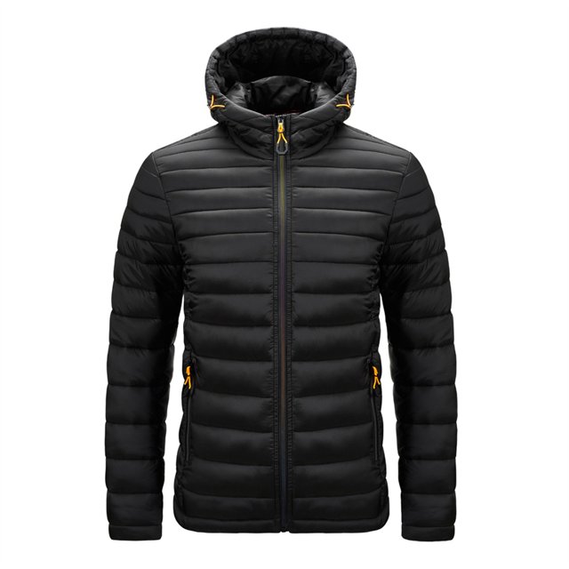 RKSTN Puffer Jacket Men Winter Warm Cotton Padded Hooded Down Jacket Patchwork Slim Windproof Full Zipper Winter Jacket with Pockets