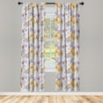 thumbnail image 2 of Ambesonne Floral 4-Panel Curtains, Lily Blossoms Wild Spring, 56"x63", Lavender Dark Peach, 2 of 4