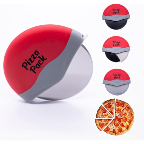 Pizza Pack Precision Cutter - Ergonomic, Stainless Steel, Safety Blade Guard, Dishwasher Safe