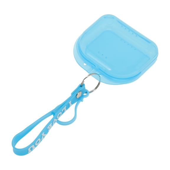 Unique Bargains 1 Pc Braces Box with Lanyard Compact Braces Storage Box Clear Blue