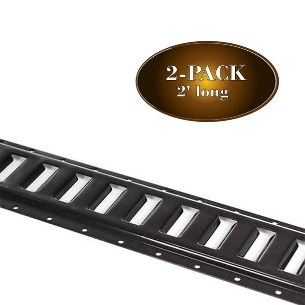 TWO 2' E Track TieDown Rail, Black PowderCoated Steel ETrack TieDowns