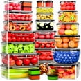 thumbnail image 1 of 54 piezas de contenedores de almacenamiento de alimentos con tapas herméticas, (27 contenedores y 27 tapas) contenedores de plástico reutilizables sin BPA para la organización de la cocina, cajas de, 1 of 4