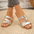 thumbnail image 4 of ShiShine Womens Flat Slide Sandals Cross Strap Comfortable Wide Width Casual Walking Beach Summer Slip On Sandals, 4 of 9