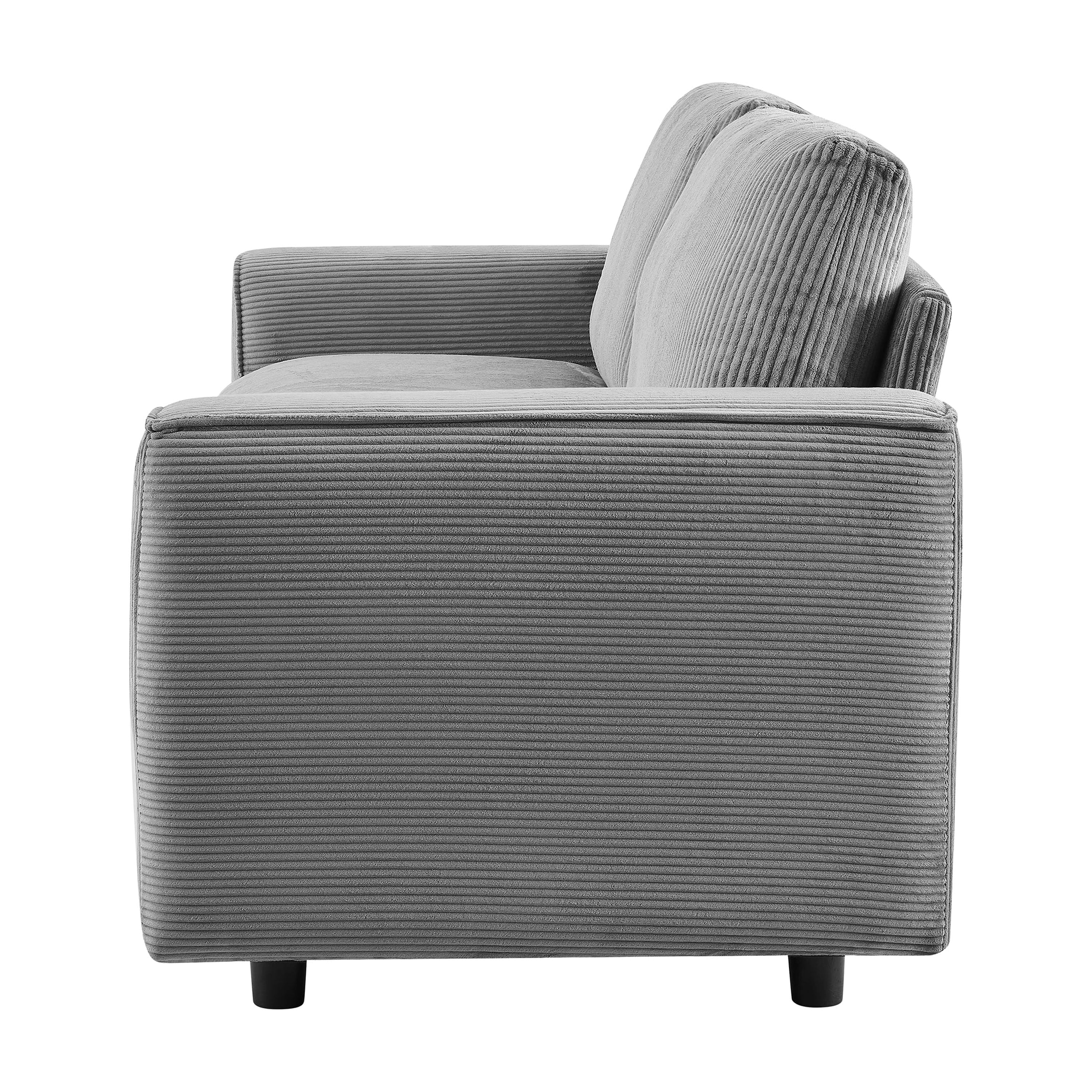 Modern Contemporary Upholstered Corduroy Plush Tufted Sofa, Grey