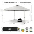 thumbnail image 6 of CROWN SHADES 12x12 Pop Up Canopy Outside Canopy Patented One Push Setup Tent Canopy Sun Shade White, 6 of 7