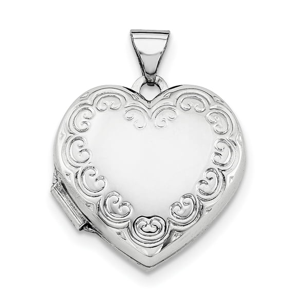 Médaillon en Forme de Cœur en Argent Sterling Rhodié QLS45 (22mm x 18mm)