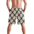 thumbnail image 3 of Dailycode Men's Quick Dry Swim Trunks Beach Shorts Casual Summer Board Shorts with Pockets, White Flowers on Black, 3 of 8