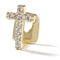 thumbnail image 5 of iced Out CZ Single Cross Teeth Grillz Gold Color Plated One Tooth Grills Rapper Hip Hop Top Fangs Hollow Grill BLD, 5 of 5