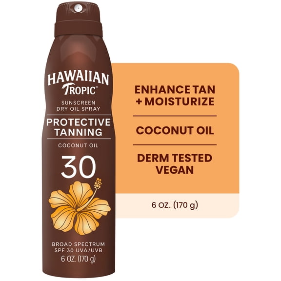 Hawaiian Tropic Protective Tanning Spray Sunscreen SPF 30, 6 oz