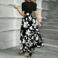 thumbnail image 4 of HAJWOH Spring Formal Dresses for Women 2025 Puff Sleeve Flowy Floral Wedding Guest Dresses Casual Long Dresses with Belt Elegant Fashion Boho Dresses Black XL, 4 of 6