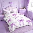 thumbnail image 2 of Manfei Lavender Watercolor Bow 7pcs Bedding Comforter Set For Girls,Coquette Ribbon Bowknot Queen Bedding Sets For Kids,Reversible, 2 of 7