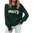 thumbnail image 3 of Aboser Womens Merry Christmas Sweaters Fashion Holiday Long Sleeve Shirts Cozy Crew Neck Pullover Knitwear Soft Long Sleeve Jumper Tops, 3 of 8