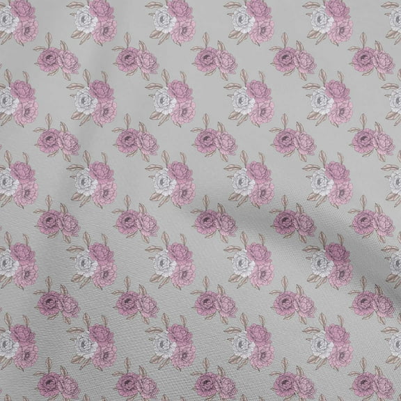 oneOone Polyester Spandex Gray Fabric Floral Diy Clothing Quilting Fabric Print Fabric By Yard 56 Inch Wide