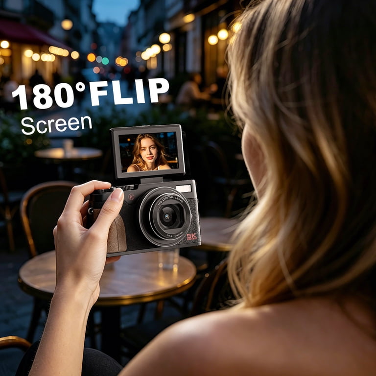 NBD Digital Camera 64MP 5K Autofocus with 180° Flip Screen 18X