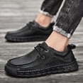 thumbnail image 6 of Men's Casual Loafers Leather Vintage Formal Flat Shoes Lightweight Driving Shoes Non-Slip Work Walking Shoes Black 7 US, 6 of 7