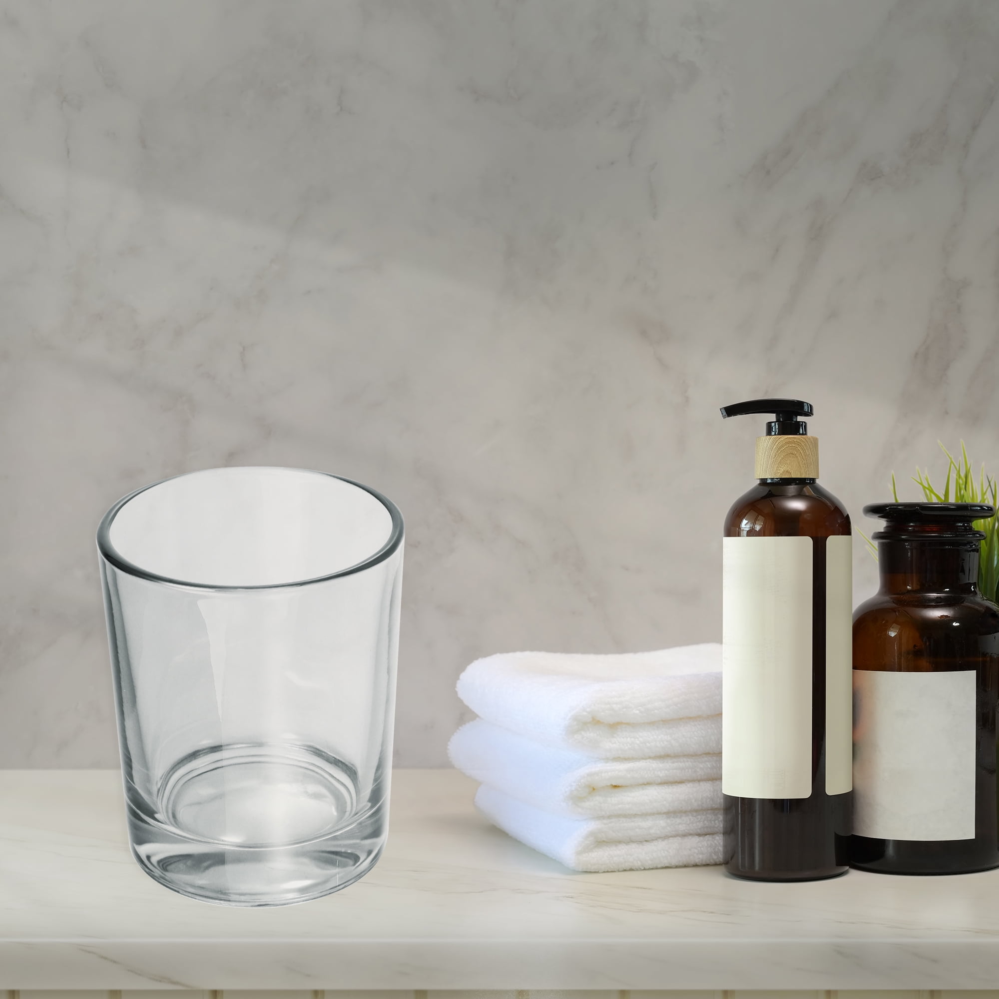 Unique Bargains 2Pcs Bathroom Toothbrush Tumblers Glass for Kitchen Color Gray Amber