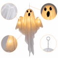 thumbnail image 4 of Clearance Light Up Hanging Ghost Decor, White Gauze Ghost Ornament with Blue LED Lights, Halloween Hanging Decoration for Front Door Porch Yard Tree Party Indoor Outdoor, 4 of 6