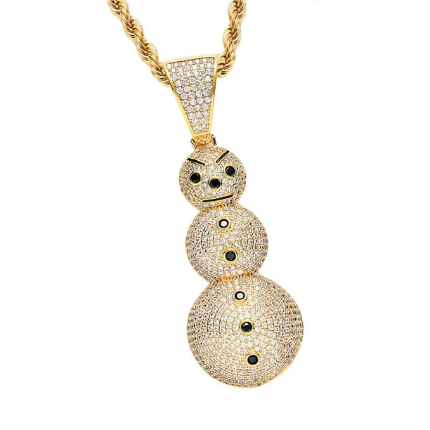 Cadena Chapada En 18 Para Hombres Con Collar Colgante De , Collar De Navidad De , Gargantilla De Colgante De Cri dorado