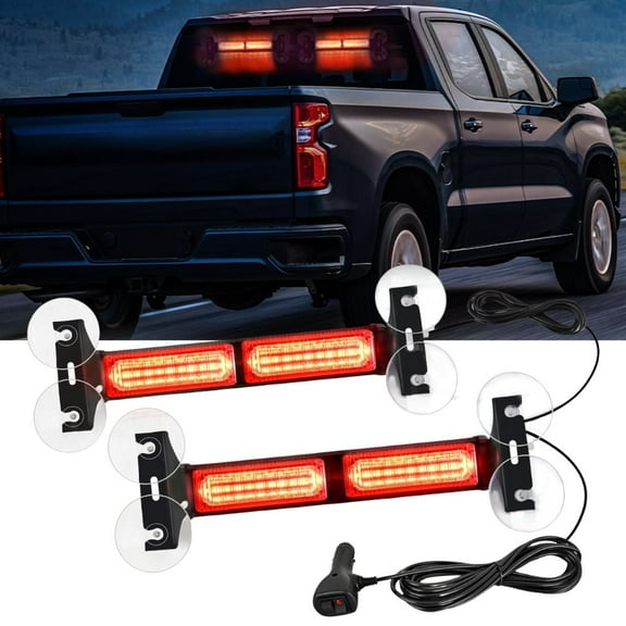 Nilight 40LED Red Emergency Strobe Advisor Light Bar with Suction Cups Dash Safety Warning Hazard Flashing Lights Interior Front/Rear Windshield for Trucks Construction Vehicles