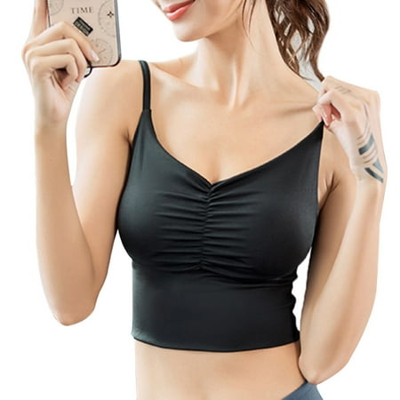 

Women Yoga Vest Solid Color Quick Drying Top with Chest Pad for Sport Fitness L