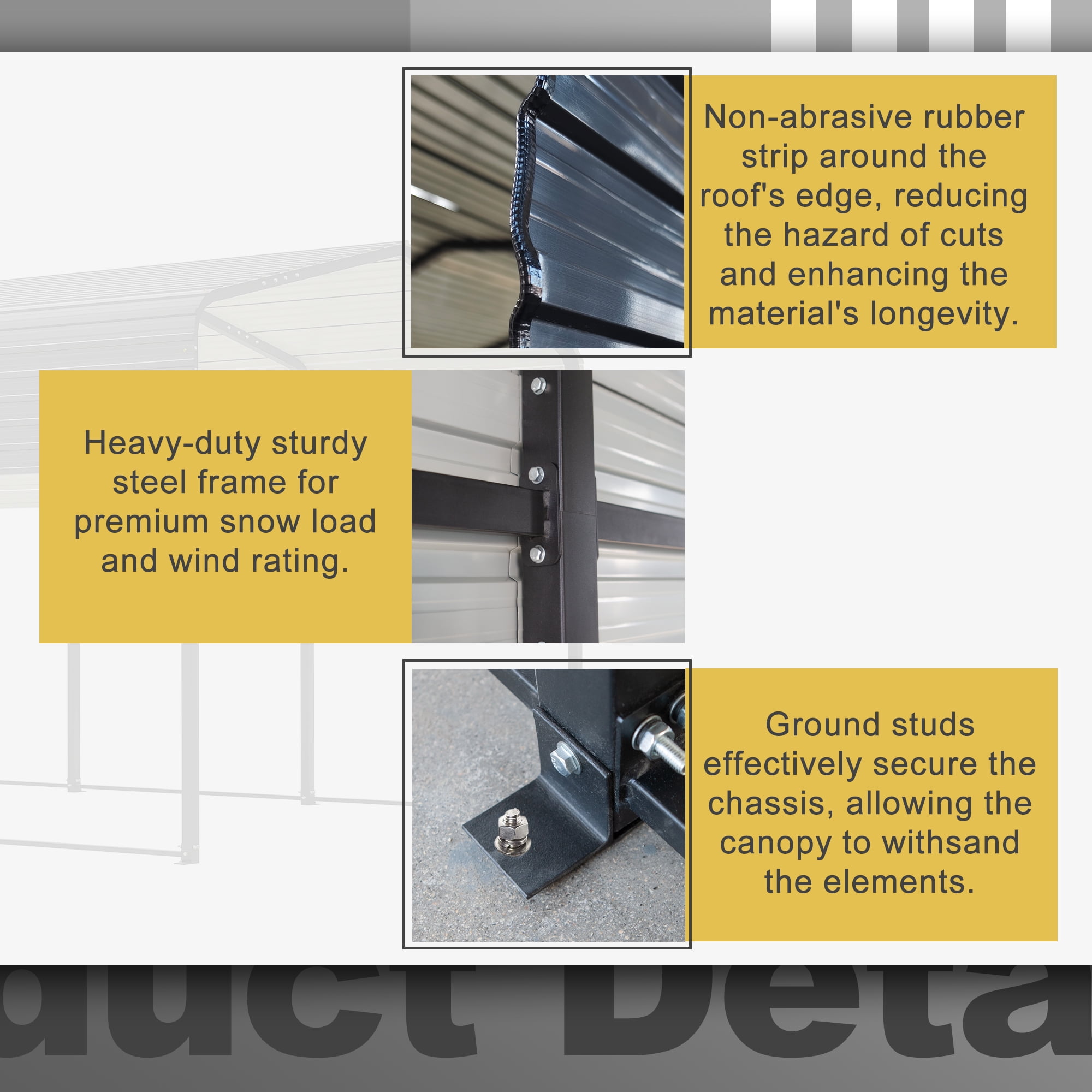 LZBEITEM 10x15 FT Metal Carport Kits, Heavy Duty Canopy with Galvanized Steel Roof, Outdoor Car Tent Garage Shelter Shade for Cars, Boats, and Tractors