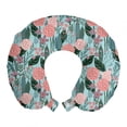 thumbnail image 1 of Botanical Travel Pillow Neck Rest, Arrangement of Flowers Blooming Garden Art, Memory Foam Traveling Accessory Airplane and Car, 12", Teal Coral, by Ambesonne, 1 of 2