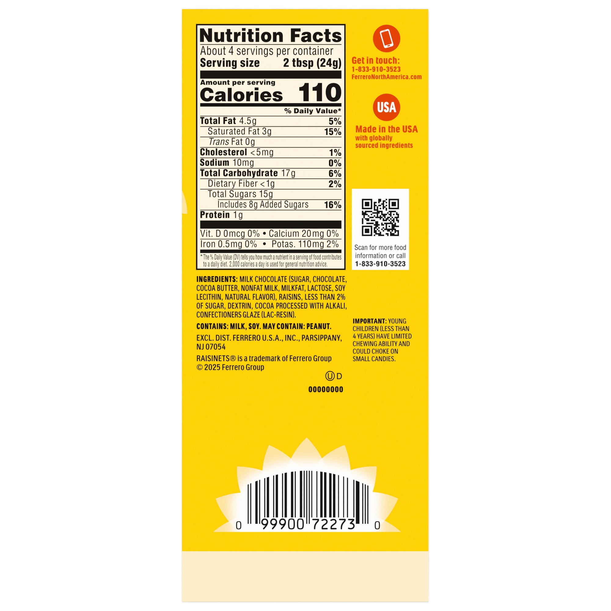Raisinets Milk Chocolate Covered Raisins, Gluten-free California Movie Theater Candy Box, 2.8 oz
