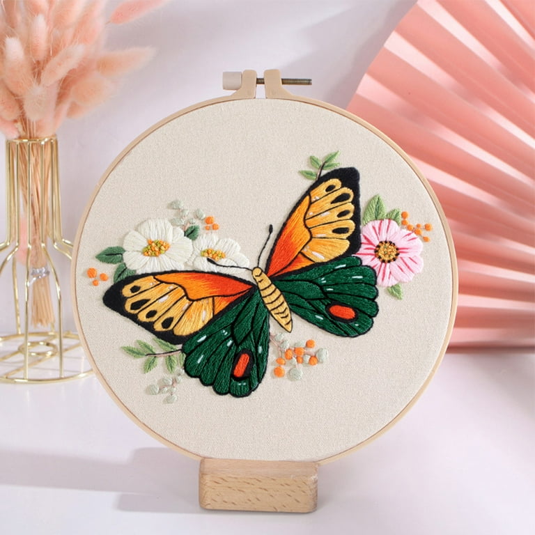  4 Packs Stamped Cross Stitch Kits,Butterfly Flower Counted  Cross Stitch Kits for Adults Beginners,DIY Full Range of Needlepoint Kits  Needlecrafts Embroidery Arts and Crafts for Home Decor,12x16