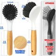 thumbnail image 2 of 3 Pack Cast Iron Brush and Scraper with Bamboo Handle – Skillet Scrubber with Tough Nylon Bristles, Kitchen Cleaner for Cleaning Skillet, Grill Pan, Dark Gray, 2 of 9
