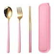 thumbnail image 1 of Zhuge Juego de cubiertos de 4 piezas de acero inoxidable, juego de cubiertos para servir de calidad alimentaria, juego de vajilla y utensilios para comer, color rosa dorado, 1 of 5