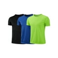 thumbnail image 2 of Jowowha Kids Boys 3 Pack Athletic T Shirt Workout Fitness Shirts Crew Neck Plain Tops Classic Tee Black&Royal Blue&Fluorescent Green 110, 2 of 3