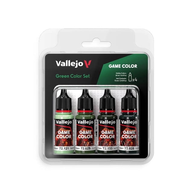 Set de pintura Vallejo Game Color Green, botellas de 4 x 18 ml