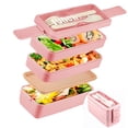 thumbnail image 1 of Lunch Box 3 Niveles Topper De 1000ml Lonchera Con Cubiertos, 1 of 5