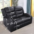 thumbnail image 3 of Manual Black Faux Synthetic Leather Loveseat Living Room 2 seats Loveseat, 3 of 5