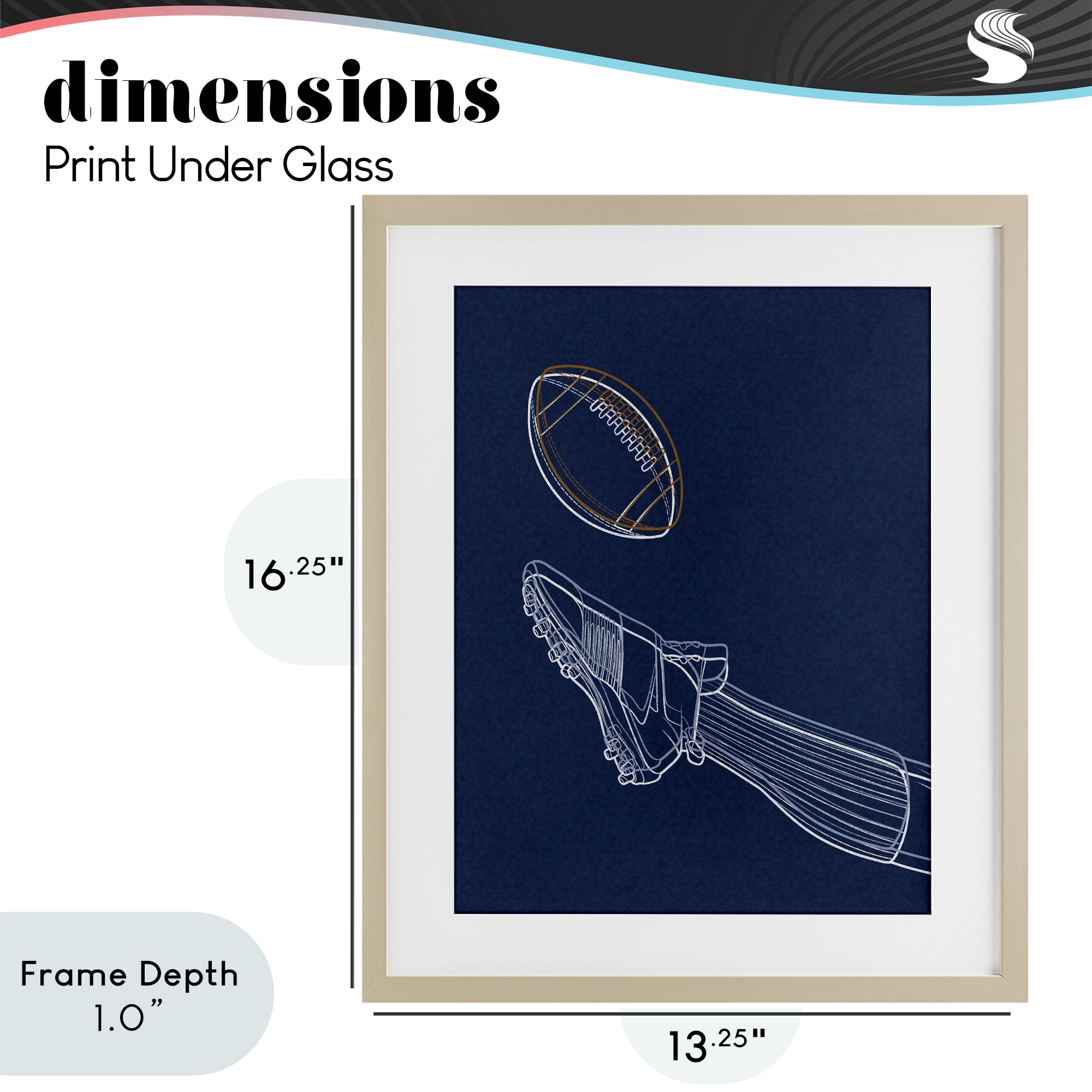 Stupell Industries Football Lines Contour Birch Framed Print Under Glass, design by Marcus Prime