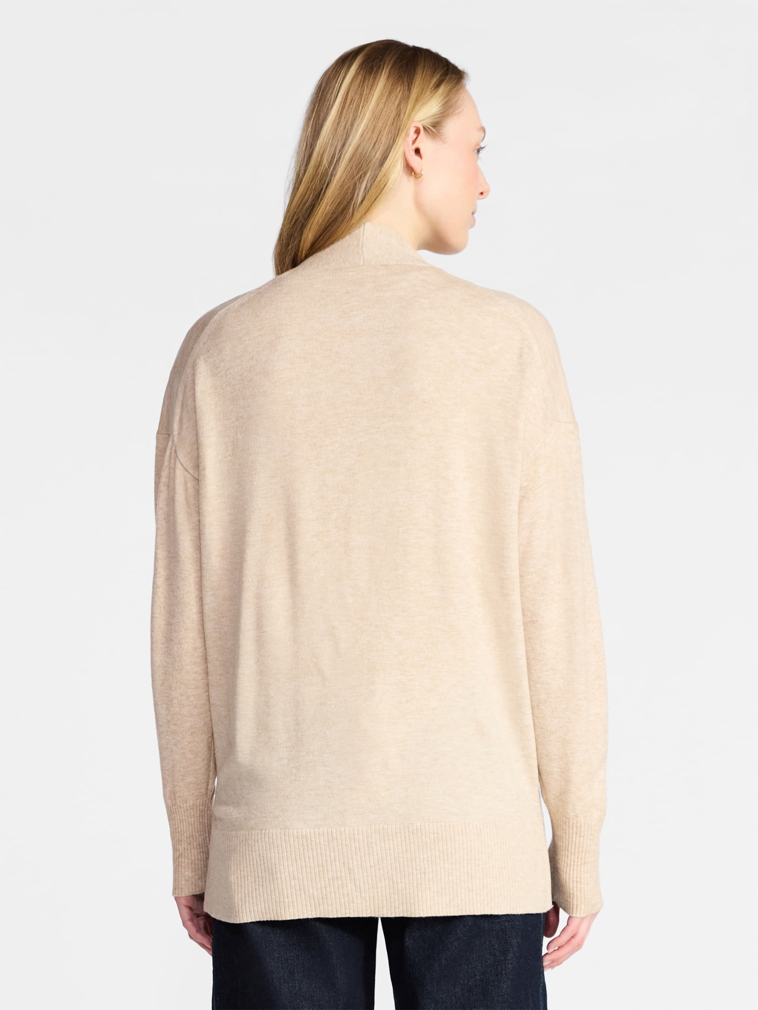 Time and Tru Women's Open Front Cardigan Sweater with Long Sleeves, Lightweight, Sizes XS-XXXL