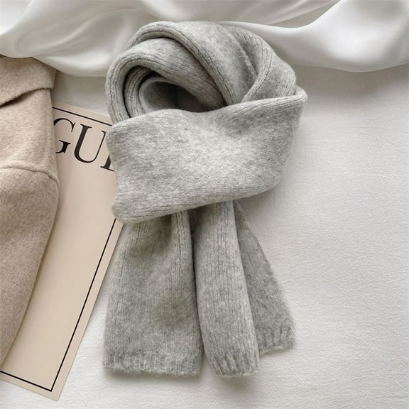 suxuMhao Knit Scarf, 2 Pack Gray Soft Warm Winter Scarfs, Simple Solid Color Warm Scarf for Cold Weather, Keep Warm Scarf, 63×8.27IN Lightweight Cozy Knit Scarfs for Daily Wear