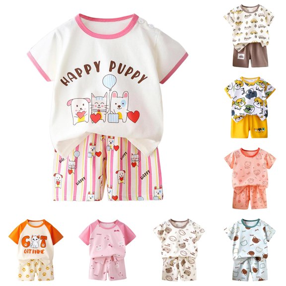 HCYSFG Boys Graphic Print Outfit Sets 2 Piece Crewneck Short Sleeve Elastic Waist Clothing Sets T Shirt And Shorts Matching Sets