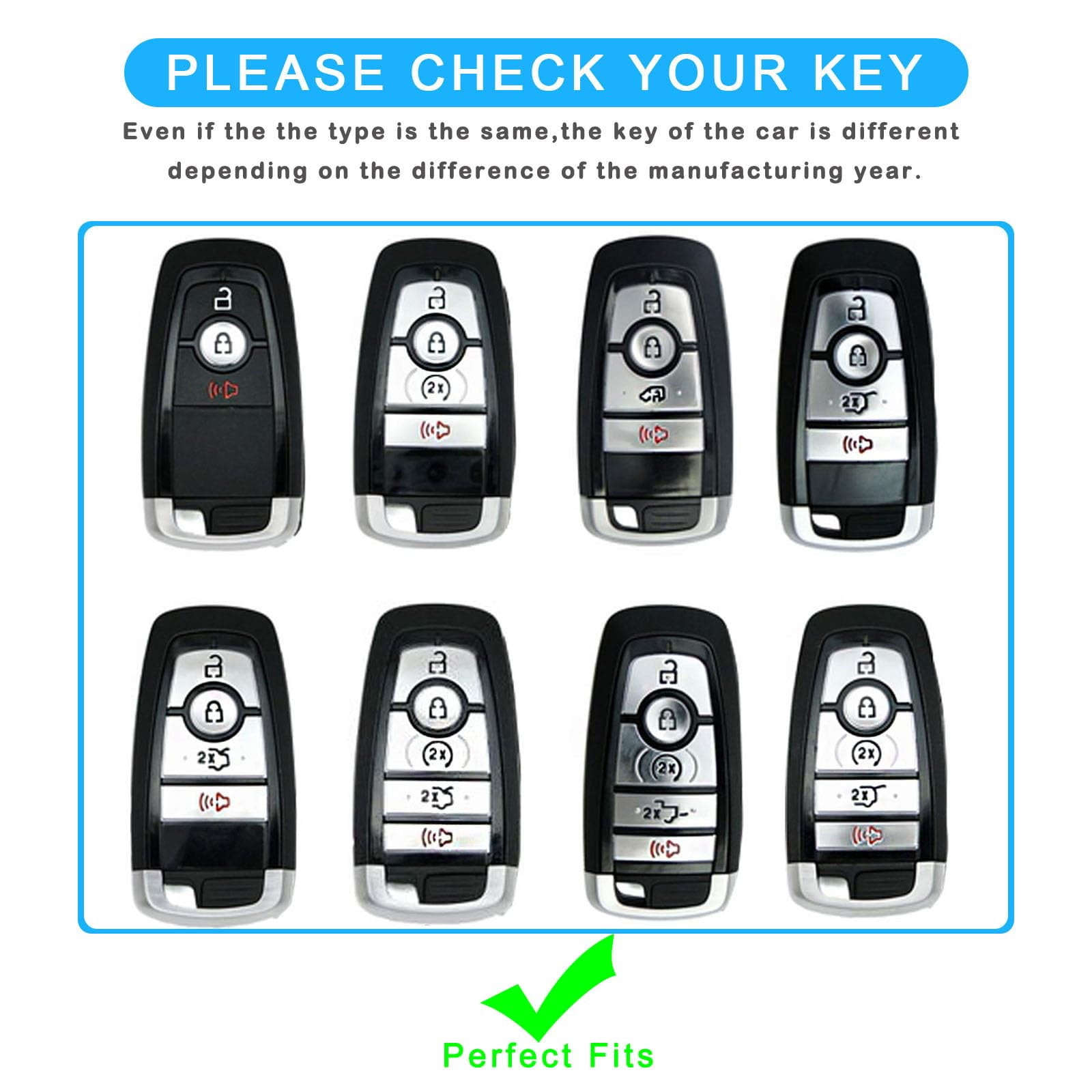 for Ford Key Fob Cover with Keychain,Soft TPU Key Case Shell for Ford Explorer Bronco Escape Edge Expedition Mustang F150 F250 F350 F450 F550 Fusion Ranger Lincoln 5 Button Holder