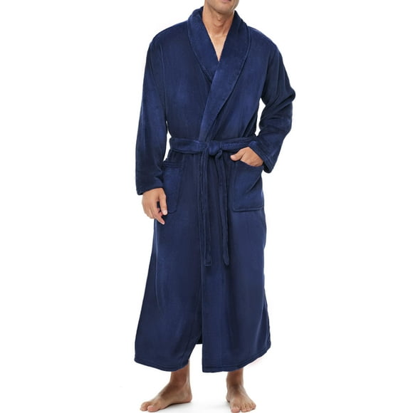 Alexander Del Rossa Long Mens Robe Full Length Big and Tall Bathrobe for Men, Mens Bath Robes Navy Blue 3XL Tall (A0124NBL3XLT), Navy Blue,