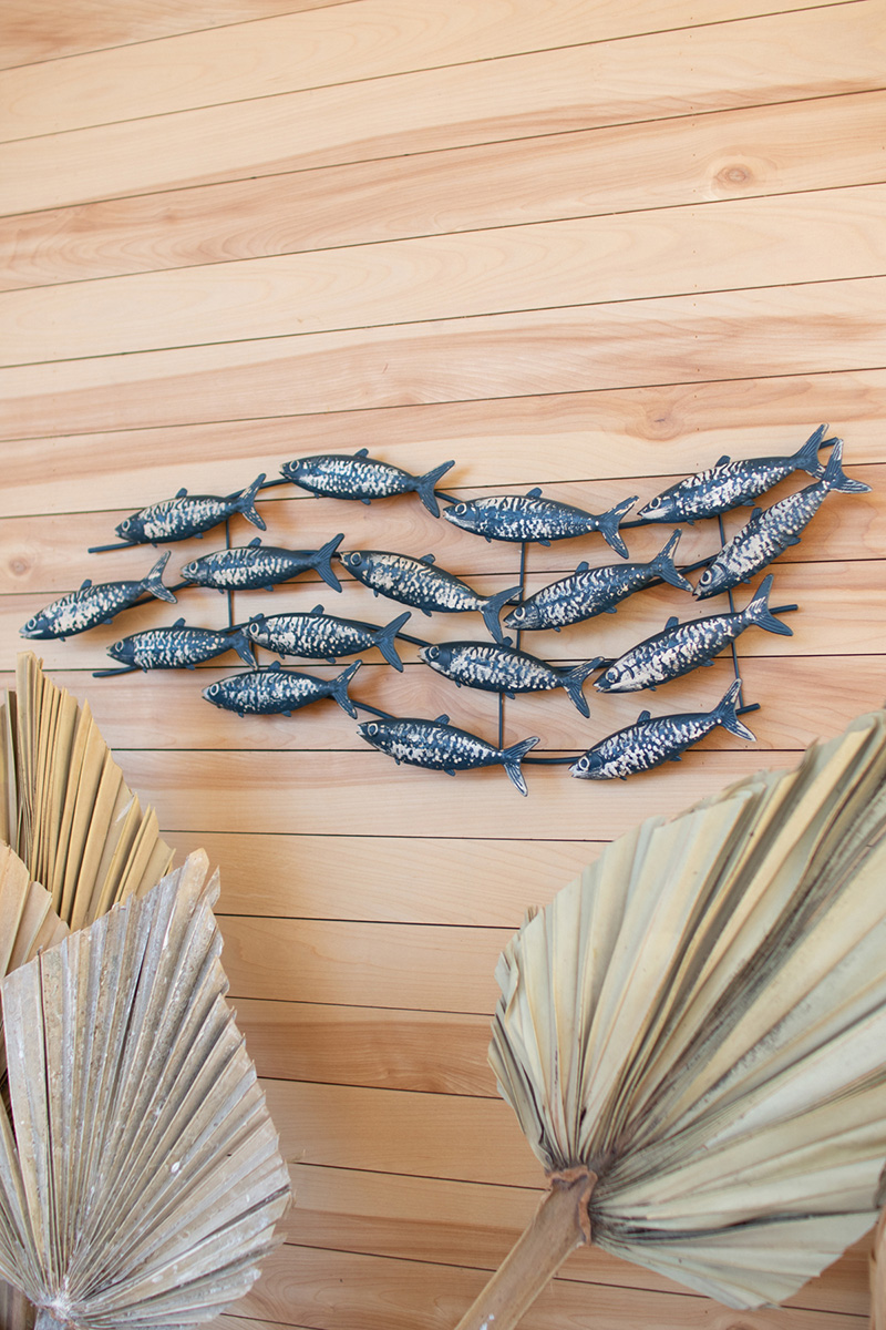 GwG Outlet Painted Metal School Of Fish Wall Hanging CMN1448