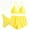 Yellow, variant on Tqyyweavej 3 Piece Triangle Bikini Sets for Women Scalloped Solid Color Spaghetti Strap Tops Loose Elastic Waist Board Shorts with Swim Bottoms