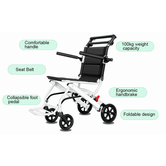 Yifeus Medical Transport Wheel Carbon Steel chair 15.7 inch Seat Width x 15.7"D 200 lbs Weight Capacity