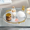 thumbnail image 4 of KARLSITEK Luxury Round Storage Trays with Gold Handles Rim Border, Striple Plastic Snack Fruit Trays, Cosmetics Organizer, Dessert Plates, 4 of 7