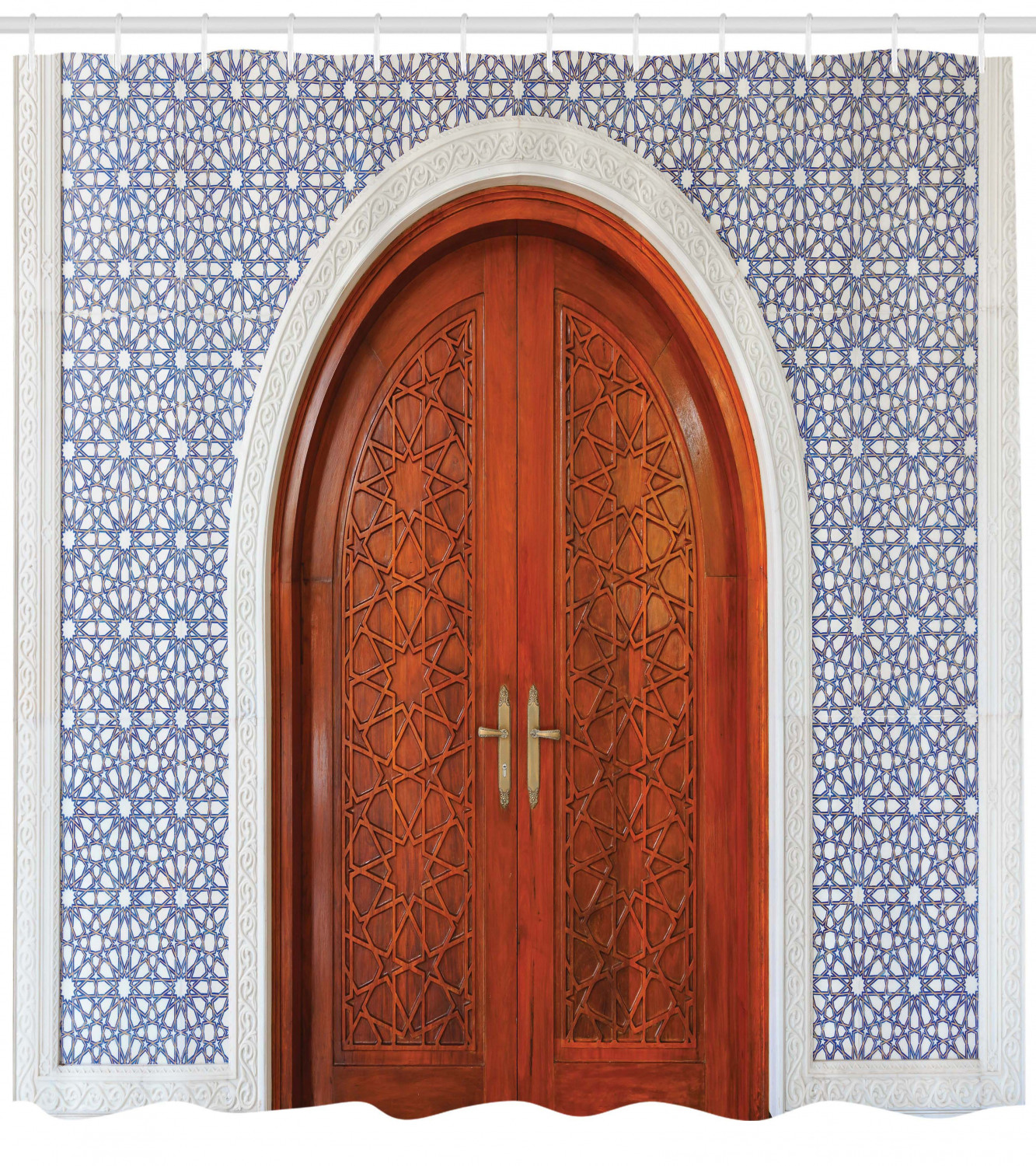 Moroccan Shower Curtain Antique Wooden Door Of Asian Architecture