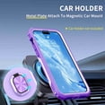 thumbnail image 3 of SaniMore for iPhone 15 Pro Max 6.7" Magnetic Case, Rugged PC & TPU Bumpers with Car Mount & Ring Kickstand Heavy Duty Full Body Protective Case for 15 Pro Max Women Men, Purple, 3 of 11